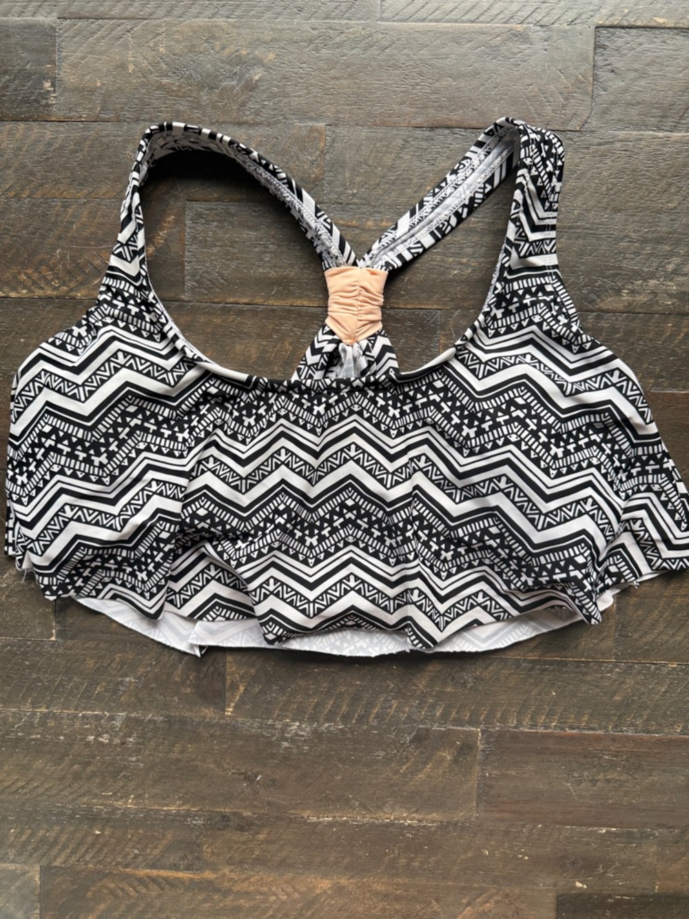 Xhilaration Black & White Bikini XL with Scrunchie Back Top